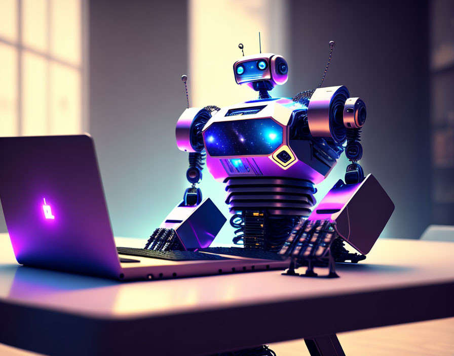 Robot che scrive su una tastiera